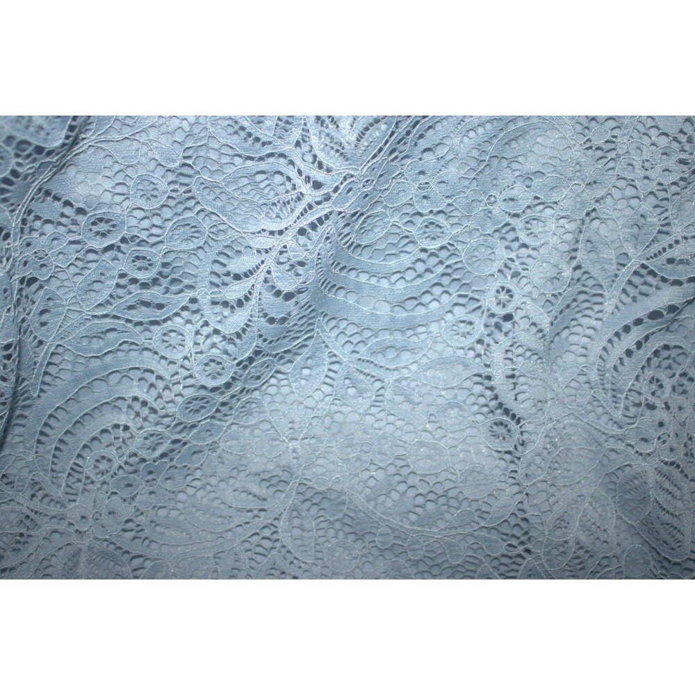 Adiva Womens Size Medium Lace Floral Top Blouse Short Sleeve Boho Light Blue - Picture 7 of 9